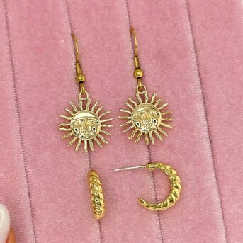 Earrings, 18K Gold Plated Steel