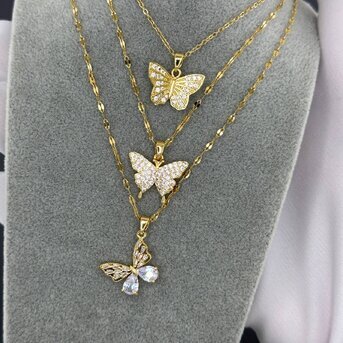 18K gold plated Stainless steel  "Butterfly" necklace, Intensity