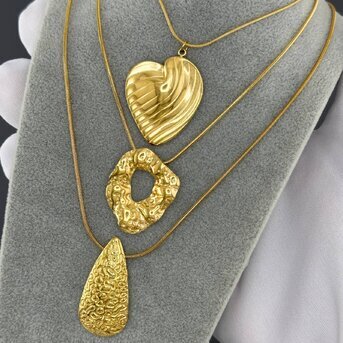 "Heart" Necklace, 18K Gold Plated Steel