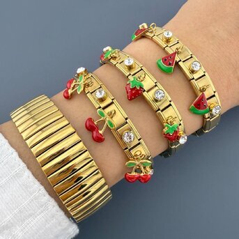 Bracelet, 18K Gold Plated Steel