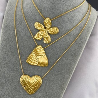 "Heart" Necklace, 18K Gold Plated Steel