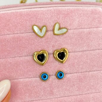 "Hearts" Earrings, 18K Gold Plated Steel