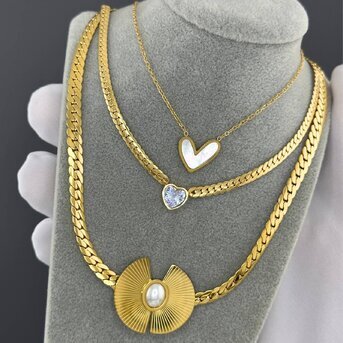 "Heart" Necklace, 18K Gold Plated Steel