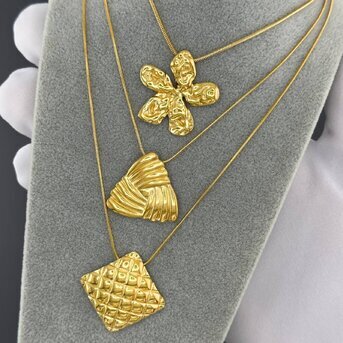 Necklace, 18K Gold Plated Steel