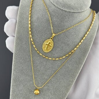 Necklace, 18K Gold Plated Steel