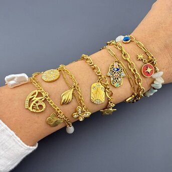 "Evil eyes" Bracelet, 18K Gold Plated Steel