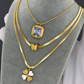 Necklace, 18K Gold Plated Steel