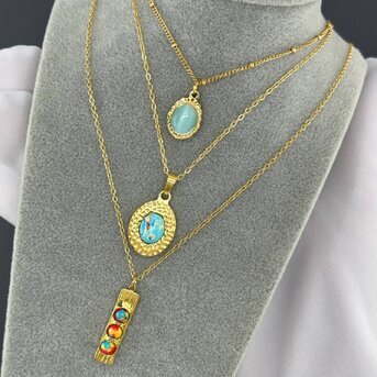 Necklace, 18K Gold Plated Steel