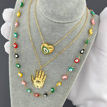 "Heart" Necklace, 18K Gold Plated Steel
