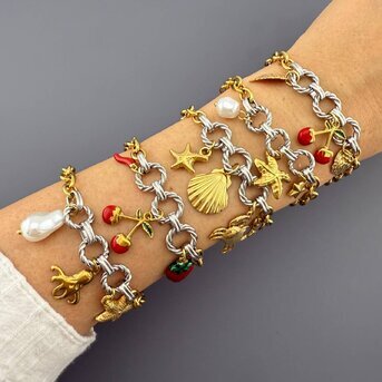 "Seashell" Bracelet, 18K Gold Plated Steel