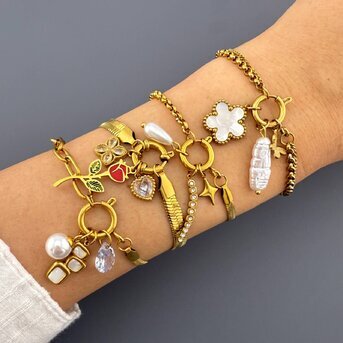 "Flowers" Bracelet, 18K Gold Plated Steel