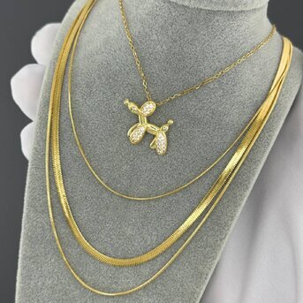 "Dog" Necklace, 18K Gold Plated Steel