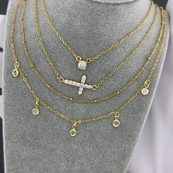 18K gold plated Stainless steel  "Crosses" necklace, Intensity