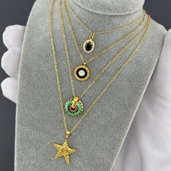 "Starfish" Necklace, 18K Gold Plated Steel
