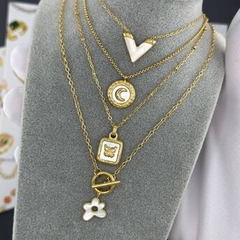 "Crescent" Necklace, 18K Gold Plated Steel