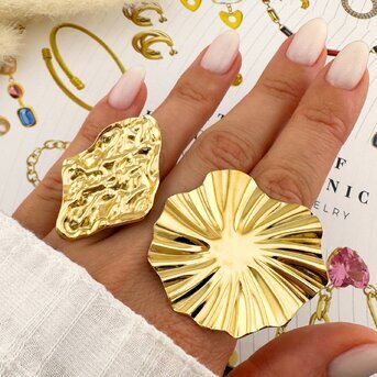 "Leaf" Ring, 18K Gold Plated Steel