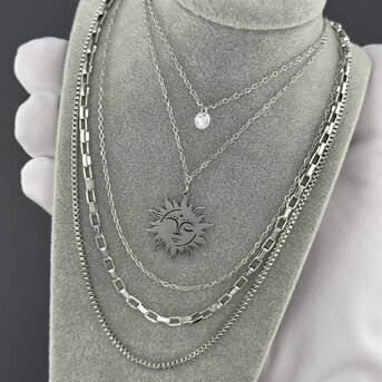 "Sun" Necklace, Stainless Steel