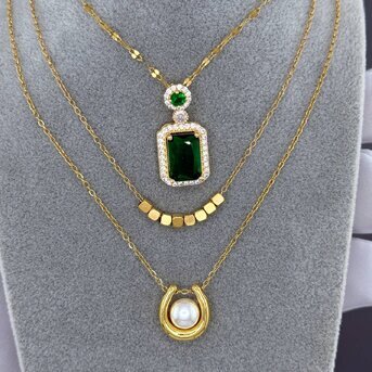 Necklace, 18K Gold Plated Steel