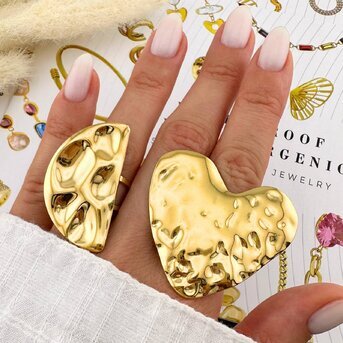 Ring, 18K Gold Plated Steel