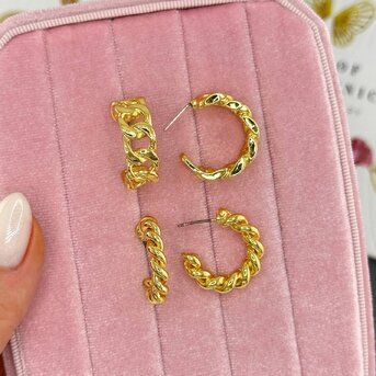 Earrings, 18K Gold Plated Steel