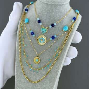 Necklace, 18K Gold Plated Steel