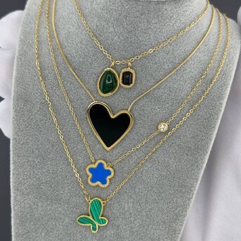 Necklace, 18K Gold Plated Steel