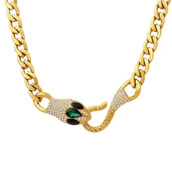 18K gold plated Stainless steel  "Snake" necklace, Intensity