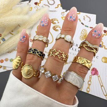 Ring, 18K Gold Plated Steel