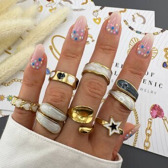 "Hearts" Ring, 18K Gold Plated Steel
