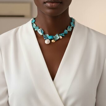 "Seashells" Necklace, 18K Gold Plated Steel