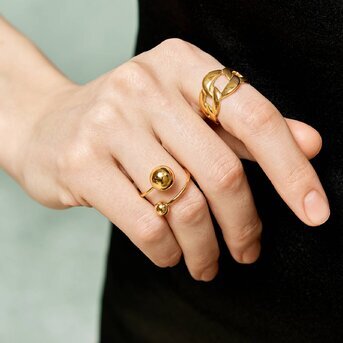 Ring, 18K Gold Plated Steel