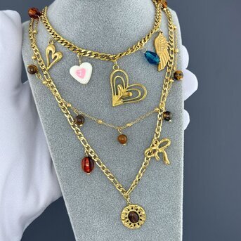 "Bow" Necklace, 18K Gold Plated Steel