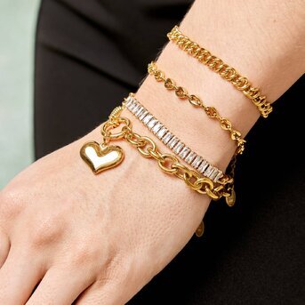 18K gold plated Stainless steel  "Heart" bracelet, Intensity