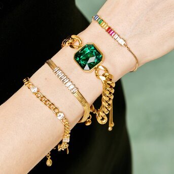 Bracelet, 18K Gold Plated Steel