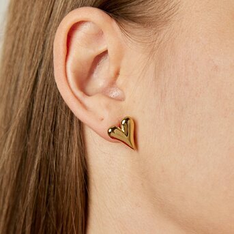 "Hearts" Earrings, 18K Gold Plated Steel