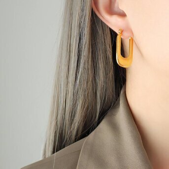 Earrings, 18K Gold Plated Steel