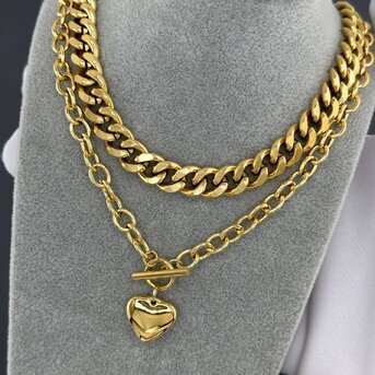 18K gold plated Stainless steel  "Heart" necklace, Intensity