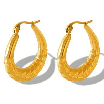 Earrings, 18K Gold Plated Steel