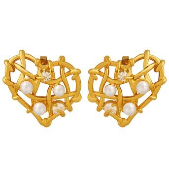 "Heart" Earrings, 18K Gold Plated Steel