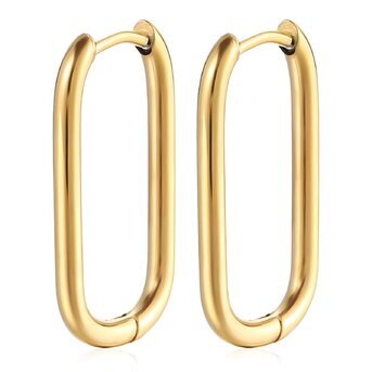 Earrings, 18K Gold Plated Steel