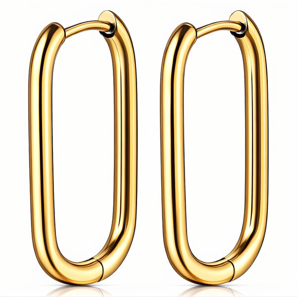 Earrings, 18K Gold Plated Steel