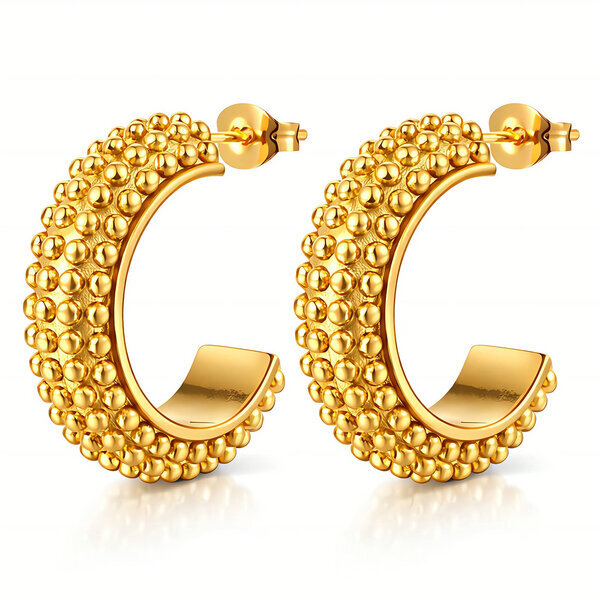 Earrings, 18K Gold Plated Steel