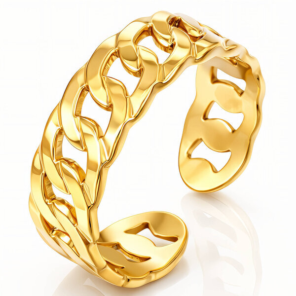 Ring, 18K Gold Plated Steel