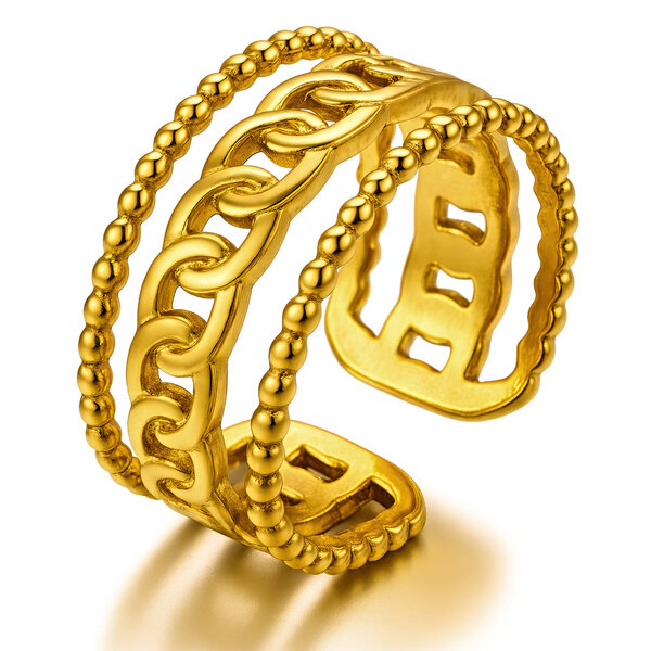 Ring, 18K Gold Plated Steel