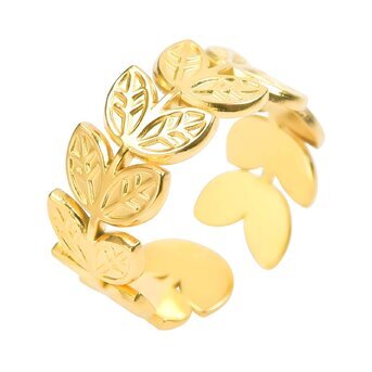 "Leaves" Ring, 18K Gold Plated Steel