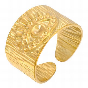 18K gold plated Stainless steel  "Evil Eye" finger ring, Intensity