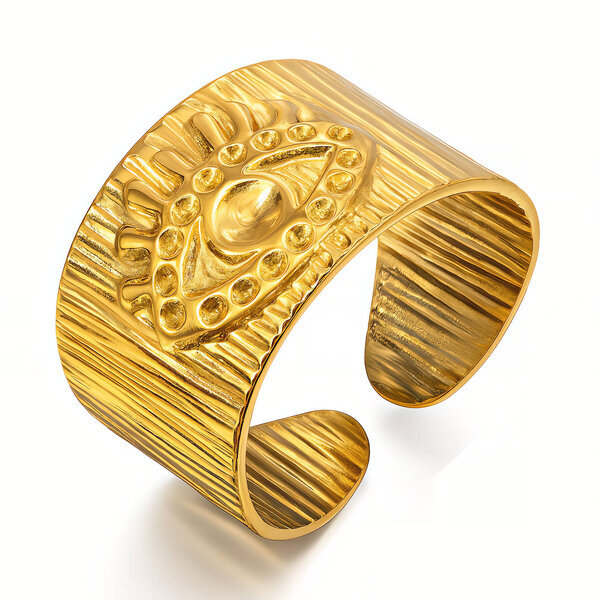 "Evil Eye" Ring, 18K Gold Plated Steel