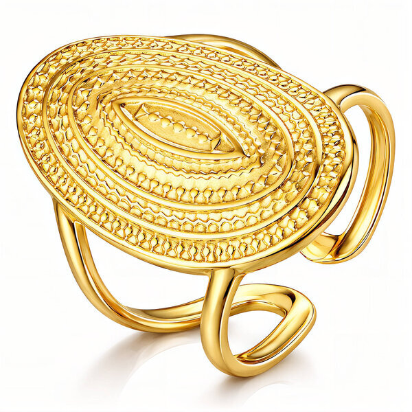 Ring, 18K Gold Plated Steel
