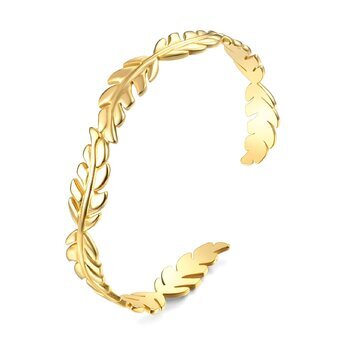 18K gold plated Stainless steel  "Leafs" bracelet, Intensity