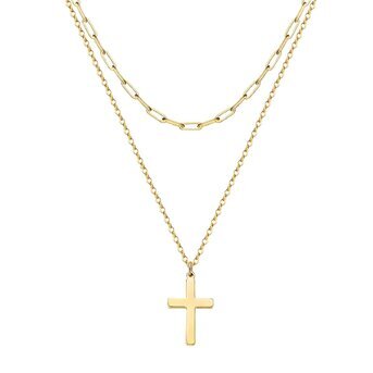 18K gold plated Stainless steel  "Crosses" necklace, Intensity